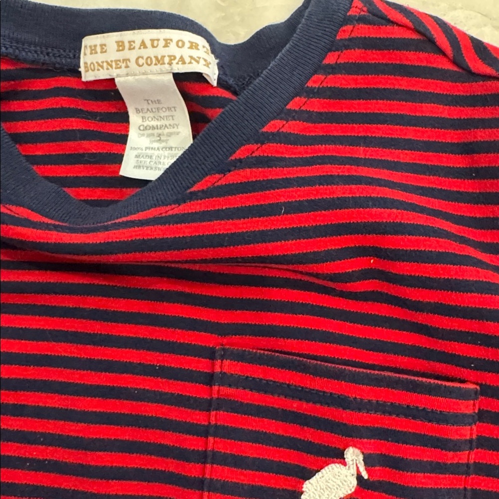 The Beaufort Bonnet Company Red and Navy Striped Long Sleeve Tee - Picture 2 of 3